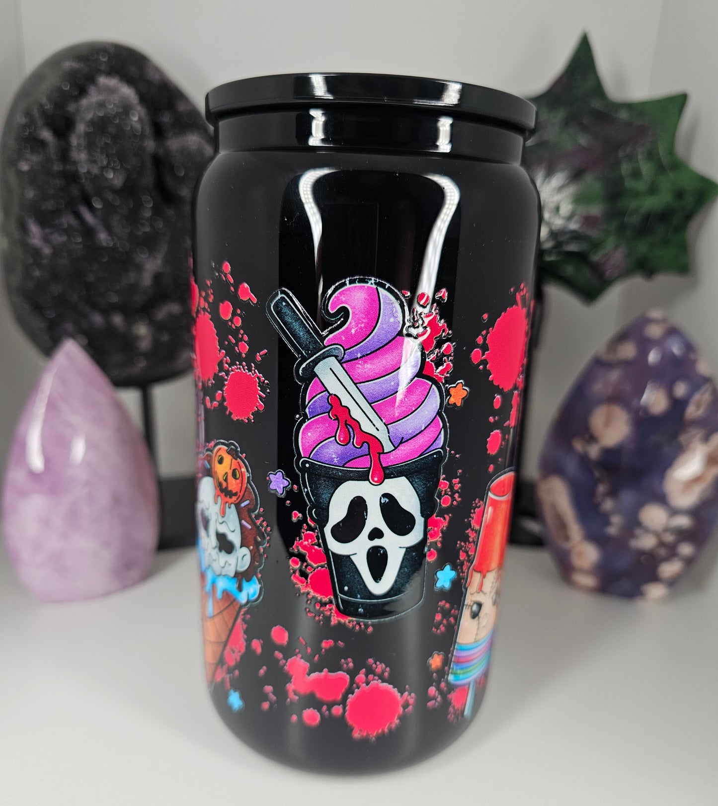 16oz Spooky Ice Cream Glass Cup