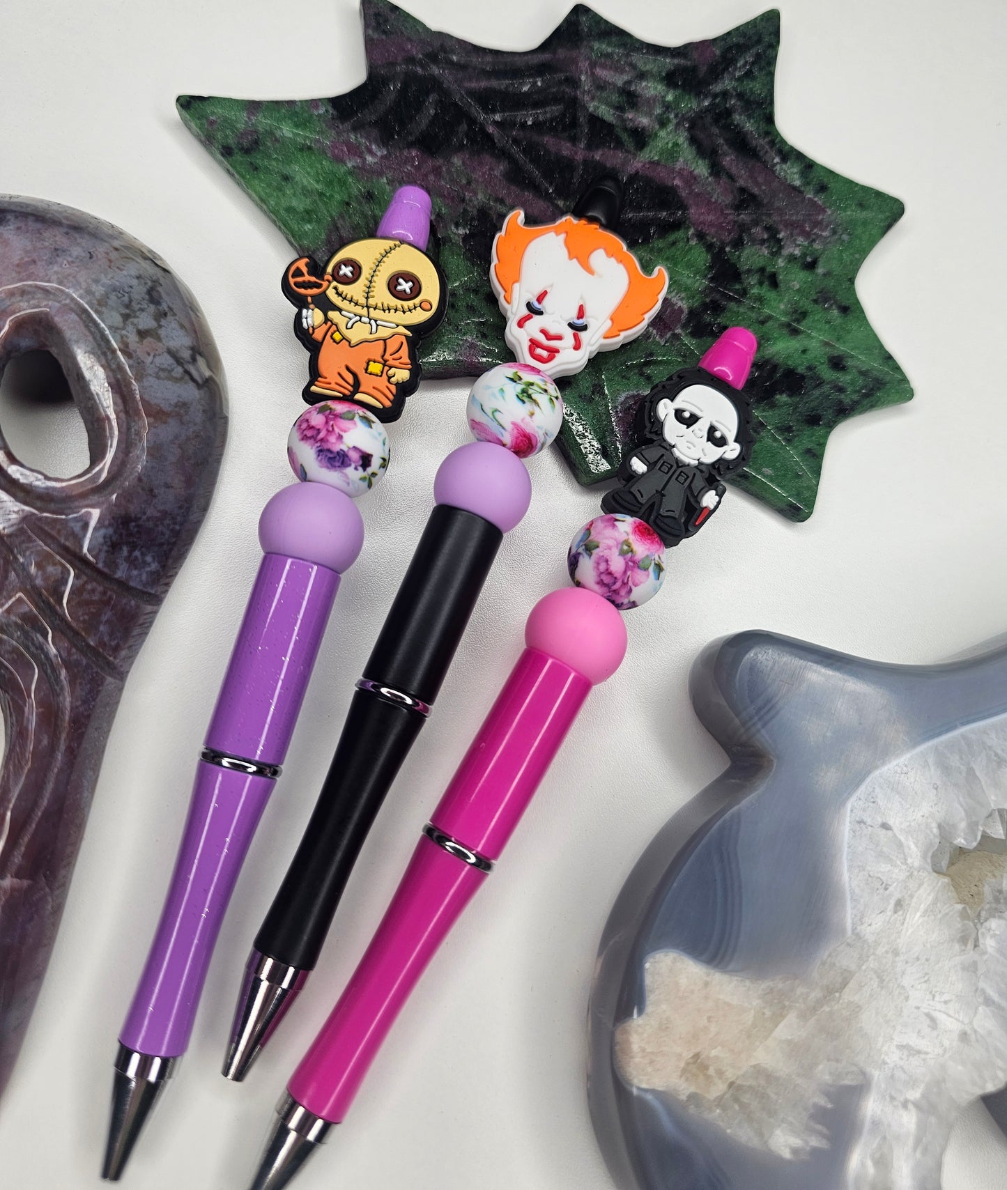 Spooky Floral Beaded Pen