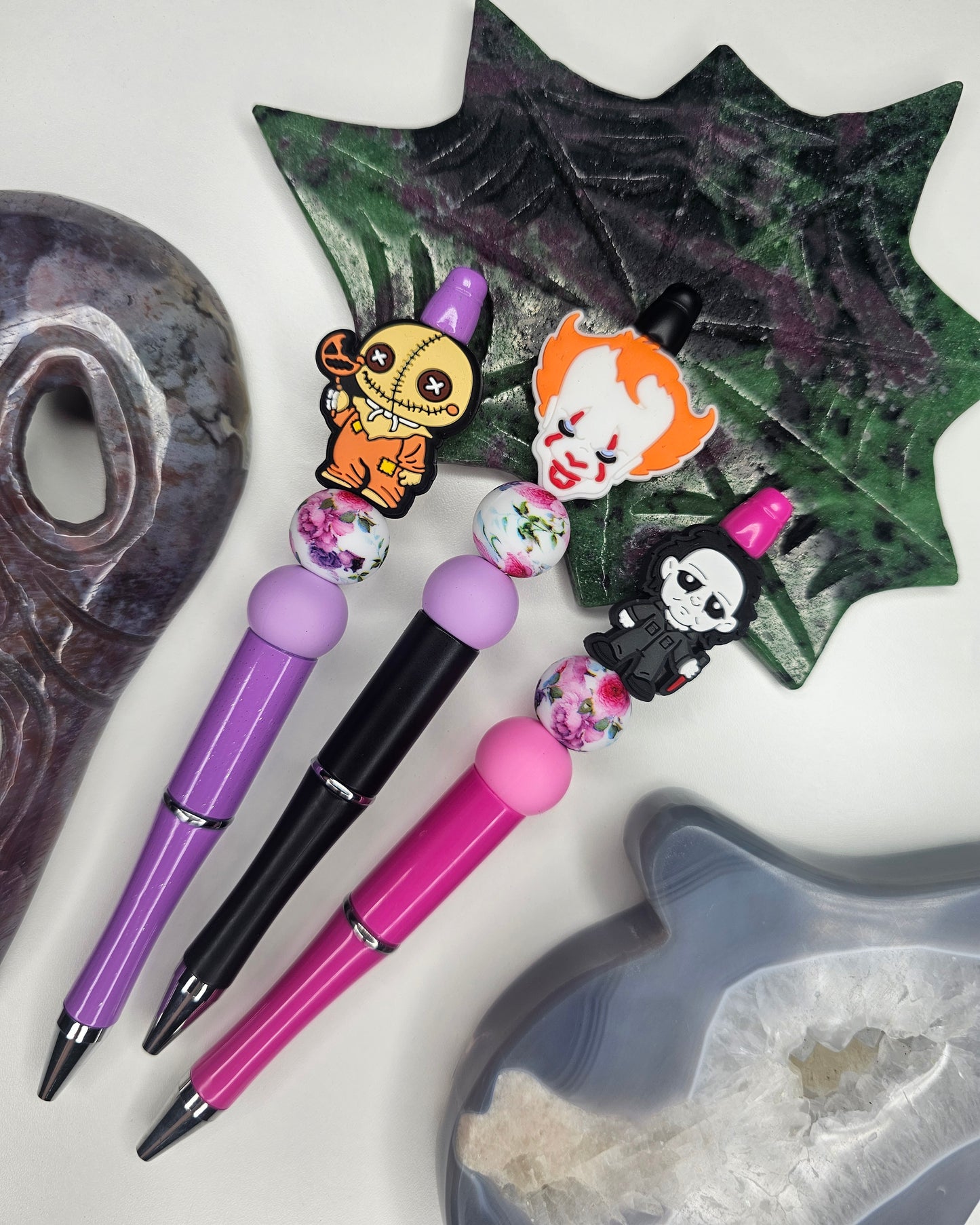 Spooky Floral Beaded Pen