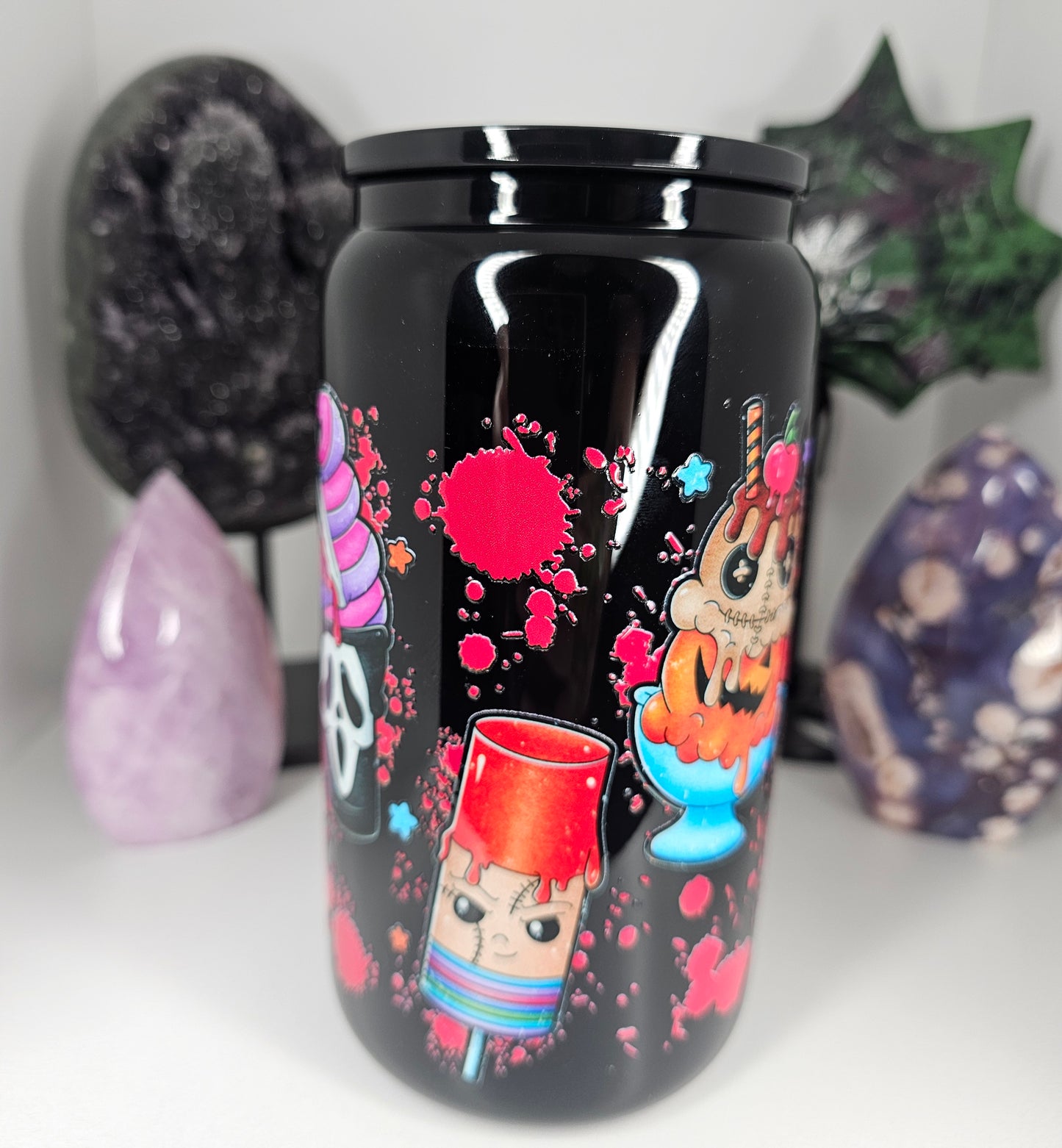 16oz Spooky Ice Cream Glass Cup