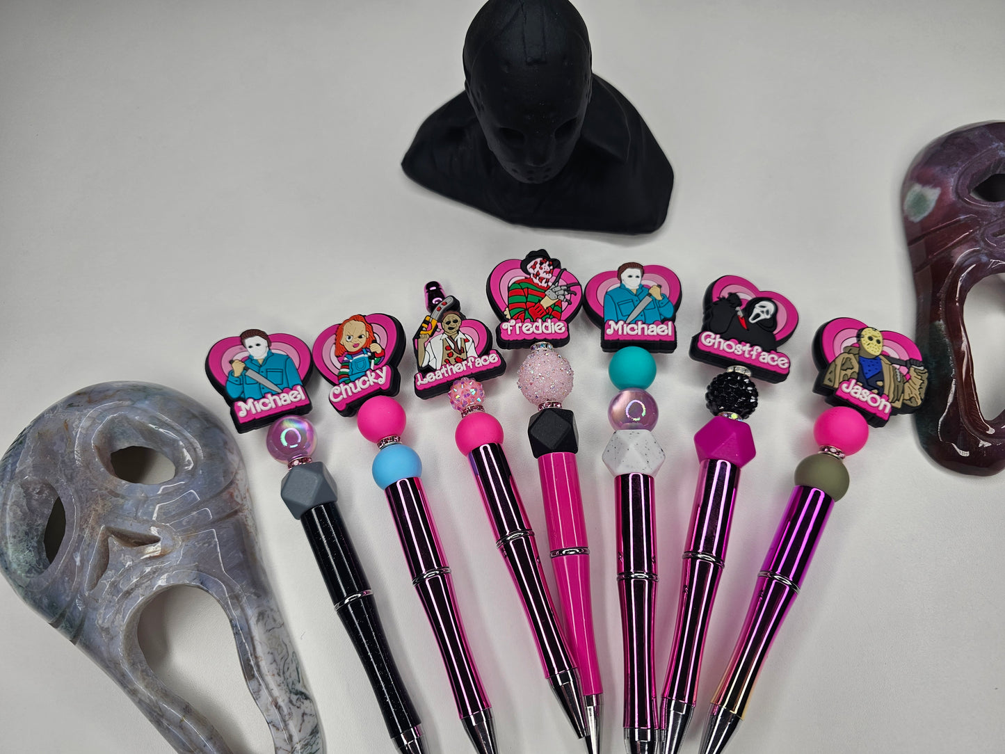 Pink Horror Beaded Pen