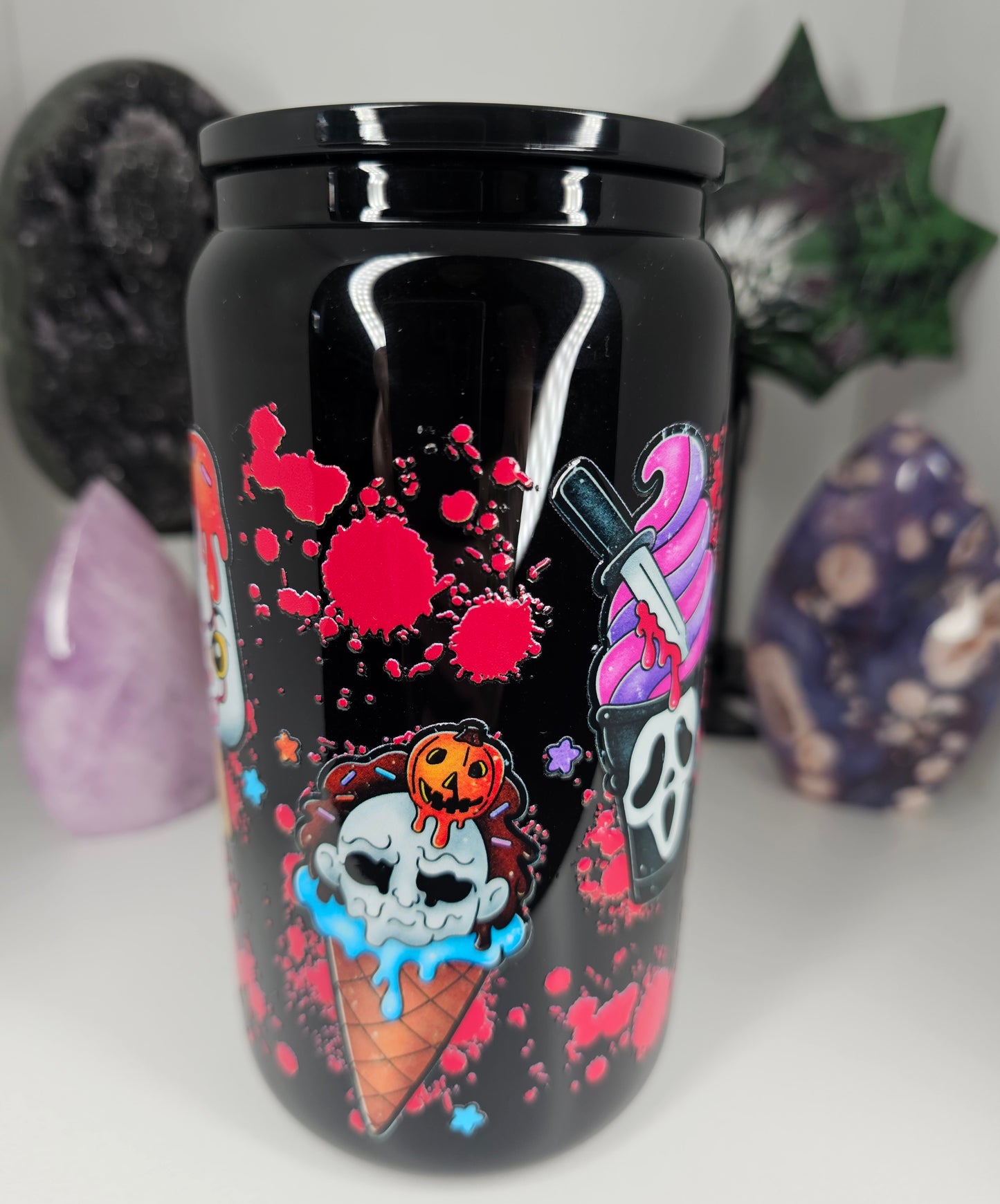 16oz Spooky Ice Cream Glass Cup