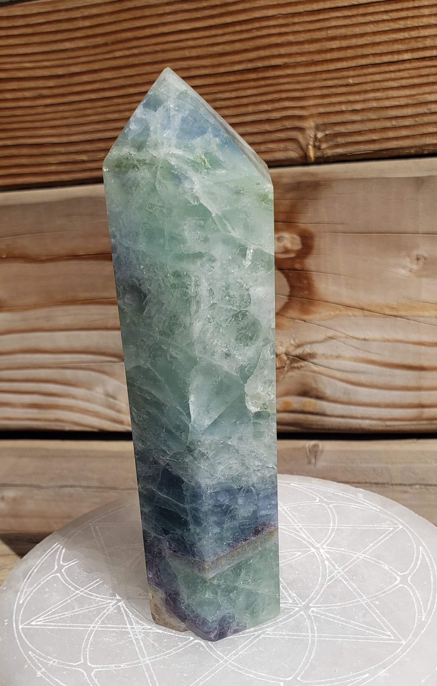 Large Green-Blue Fluorite Tower