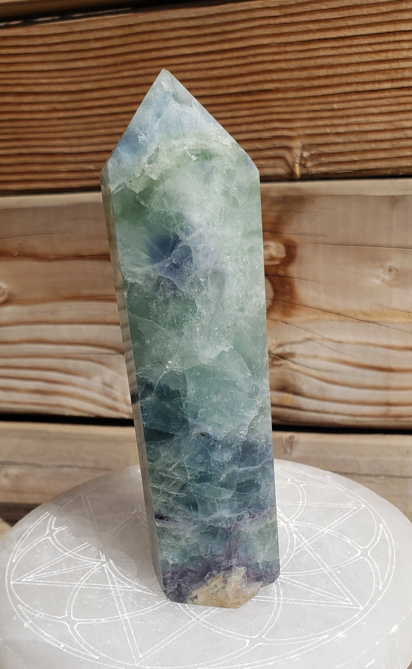 Large Green-Blue Fluorite Tower