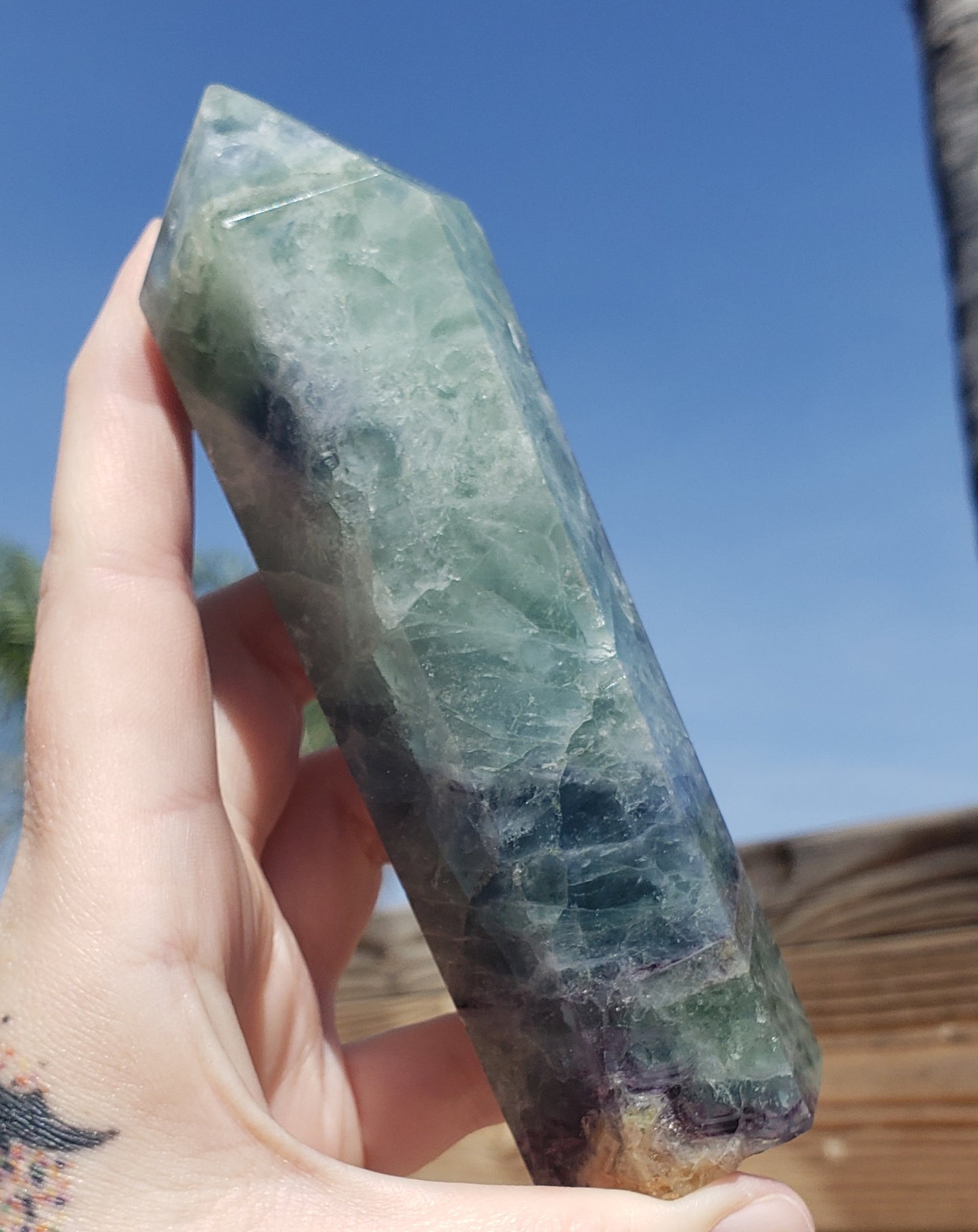 Large Green-Blue Fluorite Tower