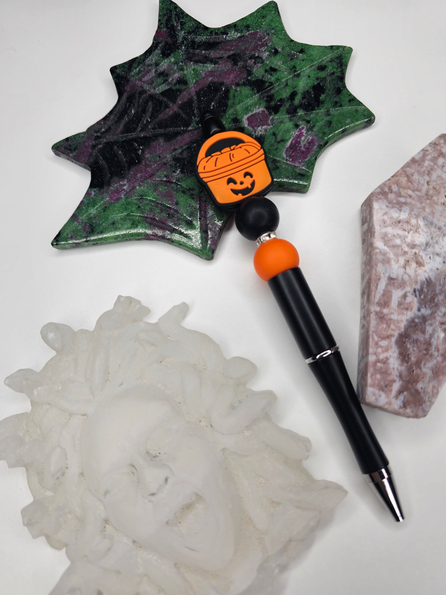 Pumpkin Pail Beaded Pen