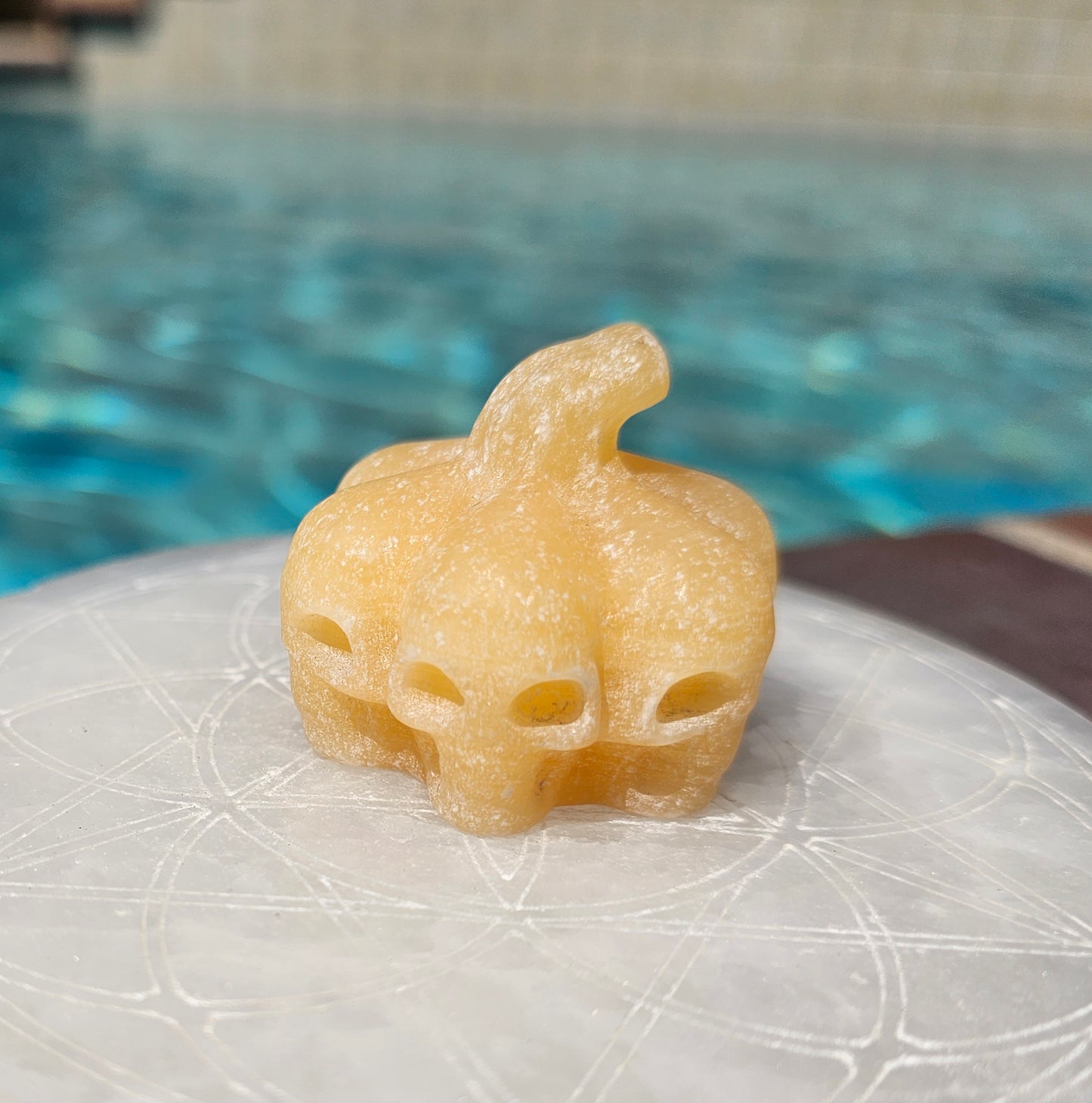 Orange Calcite Skull Pumpkin