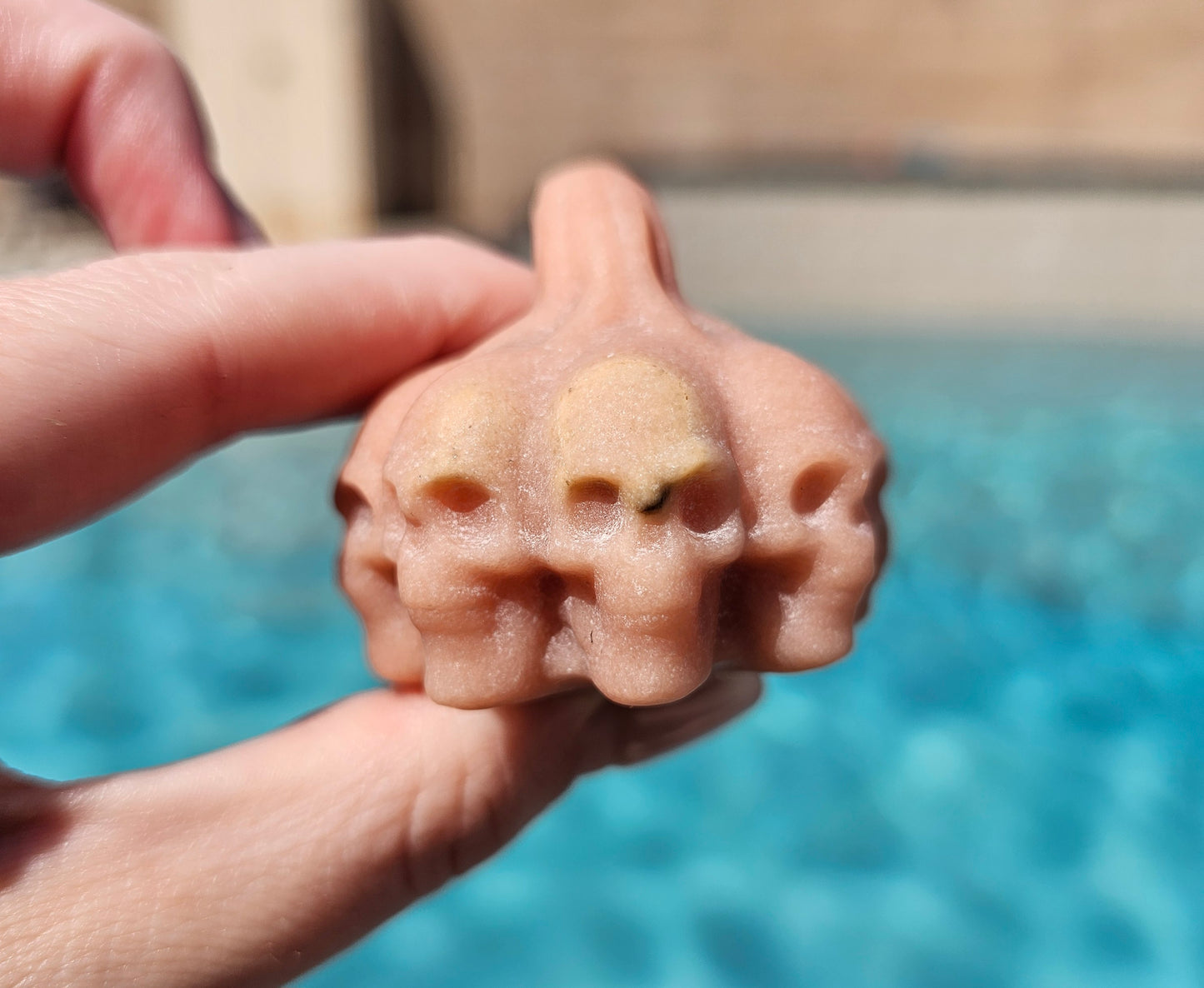 Peach Calcite Skull Pumpkin