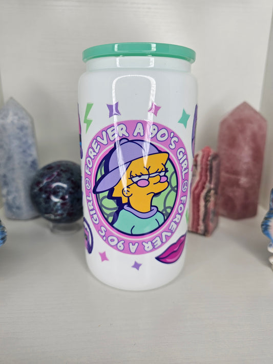 16oz 90's Girl Glass Cup