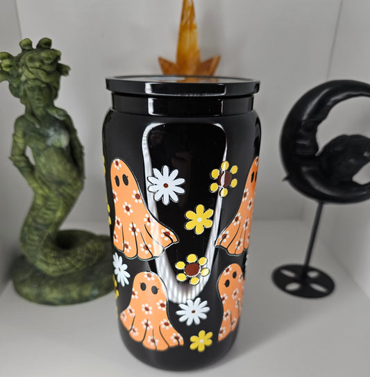 16oz Ghosts & Daisy's Glass Cup
