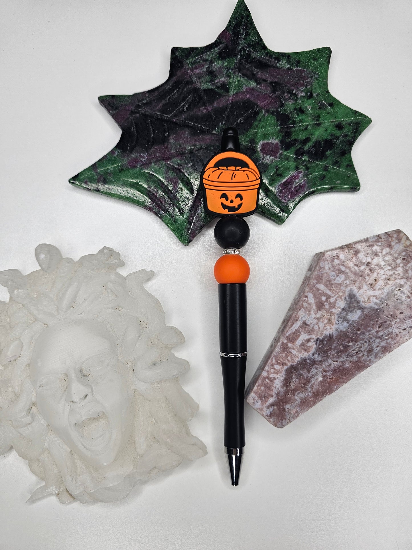Pumpkin Pail Beaded Pen
