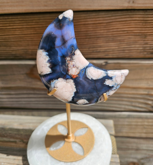 Blue Flower Agate Moon *A