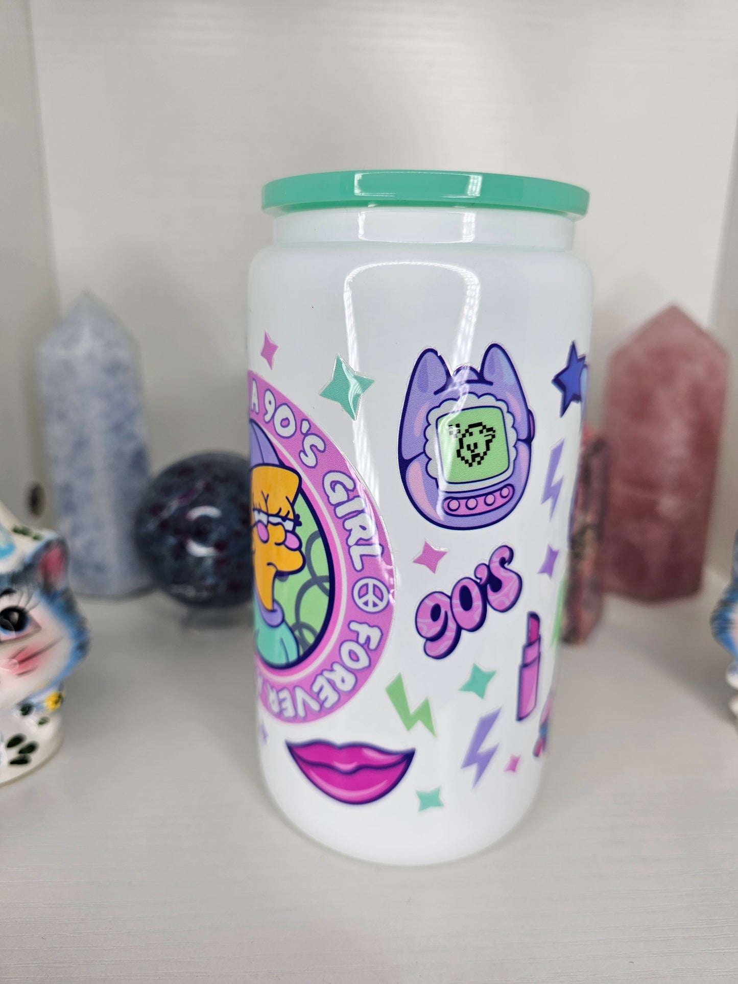 16oz 90's Girl Glass Cup