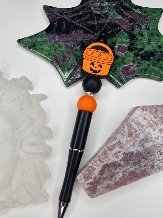 Pumpkin Pail Beaded Pen