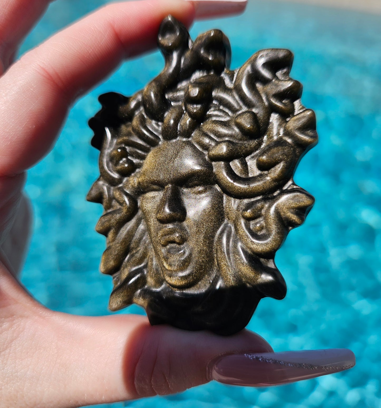 Golden Sheen Obsidian Medusa