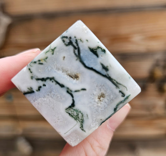Druzy Moss Agate Cube *A