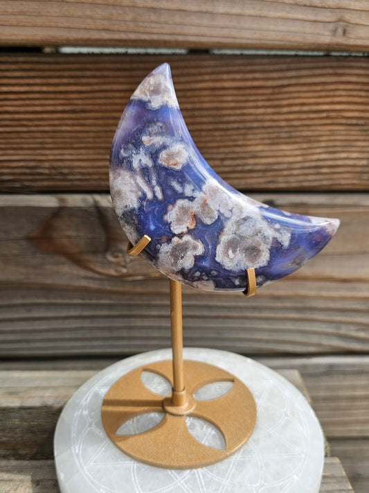 Blue Flower Agate Moon *B
