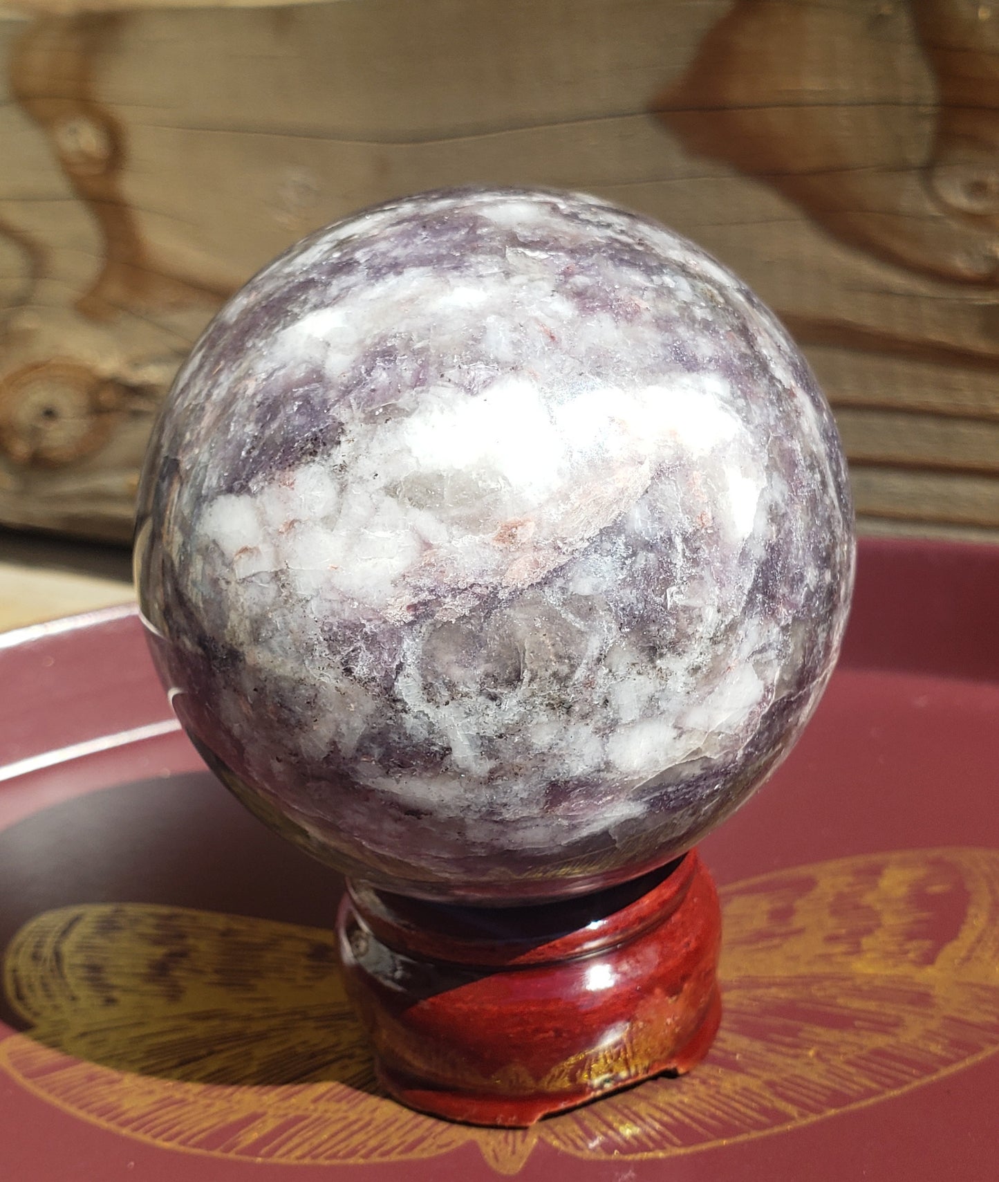 Lepidolite W/Kunzite Sphere 1.1lb